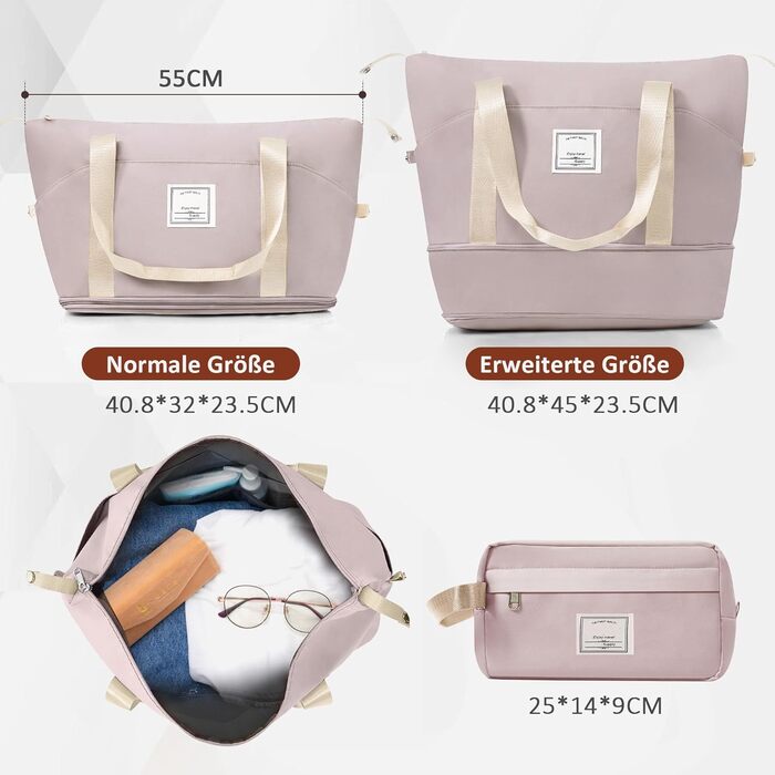 Набір валіз Merax Hartschalen 5шт: 3 валізи, 2 косметичні сумки, рожево-бежевий та хакі