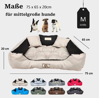 Ортопедична лежанка для собак маленьких порід King Dog, 75x65 см, з високим бортиком, водонепроникний матеріал, силіконова наповнювач (Бежева)