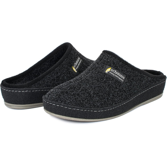 Чоловічі фетрові домашні тапочки Schawos 6030 з устілкою, супінна підошва, антиковзаючі, 43 EU, чорні