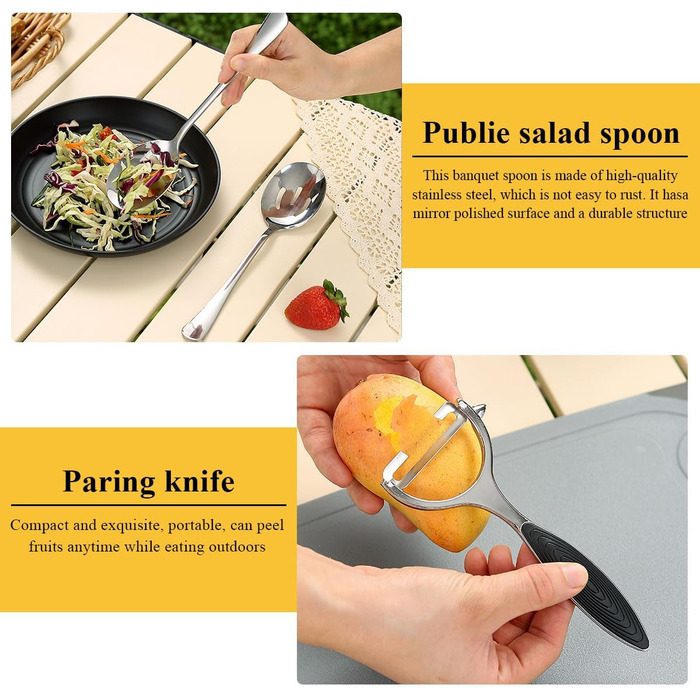 Набір кухонного приладдя для кемпінгу Homquen: посуд, інструменти для приготування їжі, аксесуари для дому на колесах, пікніків, грилю та туризму