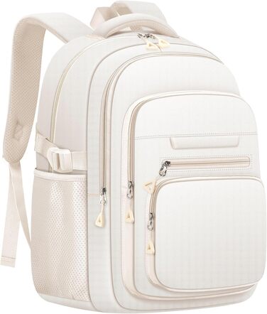 Жіночий рюкзак для школи, коледжу та подорожей, великий, для ноутбука, бежевий