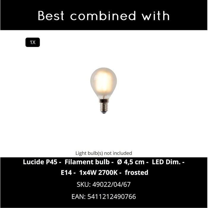 Настільна лампа LUCIDE COSBY сірого кольору, діаметр 16,5 см, цоколь E14