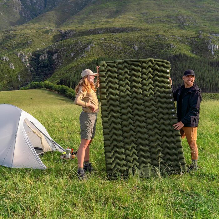 Килимок для кемпінгу Naturehike, Ultraleichte, Надувний, з інтегрованим насосом, для велосипедних походів та наметів, односпальний (з надувним мішком для зберігання, двоспальний)