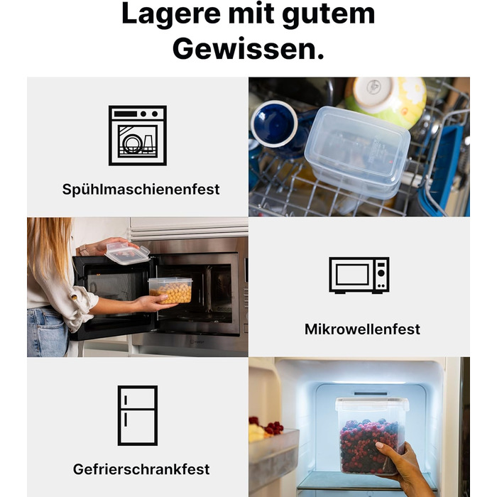 Набір контейнерів для зберігання Deco haus® з кришкою (24 шт.) - для кухні, продуктів, круп, борошна