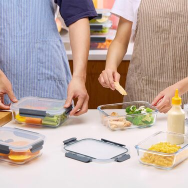 Набір контейнерів VonShef для зберігання їжі (10 шт.) – 1050 мл та 370 мл, придатні для духовки та мікрохвильової печі, миючі в посудомийній машині, герметичні та витікання, ідеальні для приготування їжі на тиждень