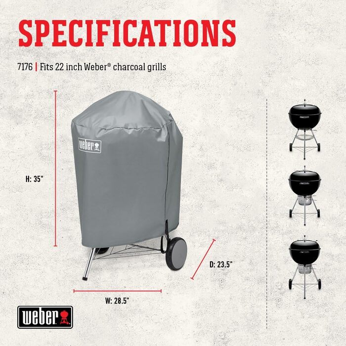 Чохол для гриля Weber 57 см, водостійкий, дихаючий, захисний, сірий