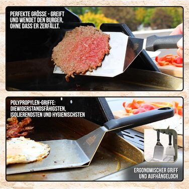 Набір для приготування Smash Burger: прес для гамбургерів, дзвоник та шпатель з нержавіючої сталі 304. Гарантія 10 років. Для контакту з харчовими продуктами.