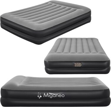 Надувне ліжко Miganeo Premium XL з електропомпою та антимікробним покриттям (203x152x46 см) | Макс. 300 кг