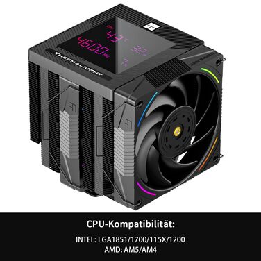 Кулер для процесора Thermalright Phantom Spirit 120 Digital SNOW, 7 теплових трубок, 2 вентилятори 120мм PWM, цифровий дисплей, білий, для AM4/AM5/LGA1700/1851/1200