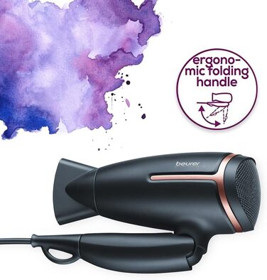 Beurer HC 25 - Подорожній фен з іонізацією, 1600 Вт, для гладкого волосся, складна конструкція, 110-240V