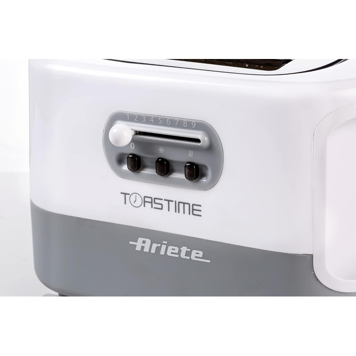 Тостер Ariete 159 Toastime з 2-ма відділеннями, з пружинним захватом, розморожування та підігріву, 700 Вт, нержавіюча сталь, білий
