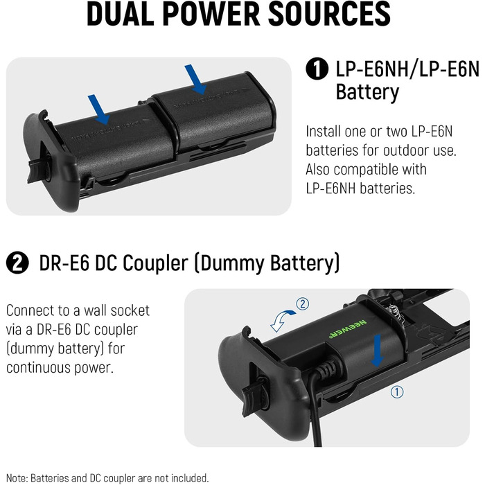 Грип батареї NEEWER BG-R10 для Canon EOS R5 R5C R6 R6 Mark II - сумісний з LP-E6/LP-E6N/LP-E6NH