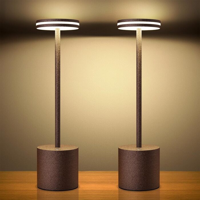 LED-лампа Hapfish настільна акумуляторна, 5000mAh, сенсорне керування, регулювання яскравості, для дому та вулиці, 3 режими кольору, 2 шт. (колір: іржаний)