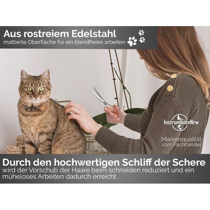 Ножиці для стрижки собак та котів Solingen, професійні ножиці для грумінгу з мікрозубом, 16,5 см, Made in Germany