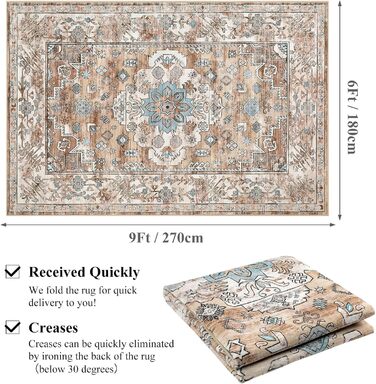 Килим Enyhom Boho Mandala 180x270 см, кремовий, нековзкий, м'який, короткий ворс, для вітальні, спальні, кухні, машинне прання