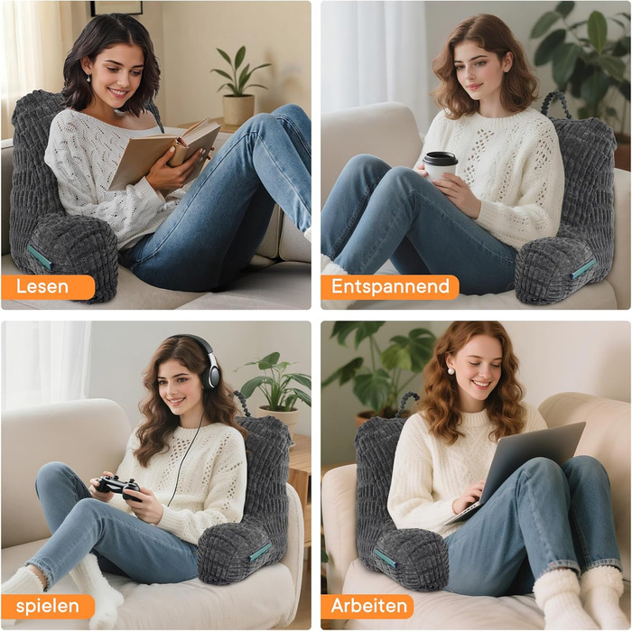 Підлогове крісло-мішок з підтримкою спини для читання, відпочинку та перегляду телевізора, підходить для дорослих