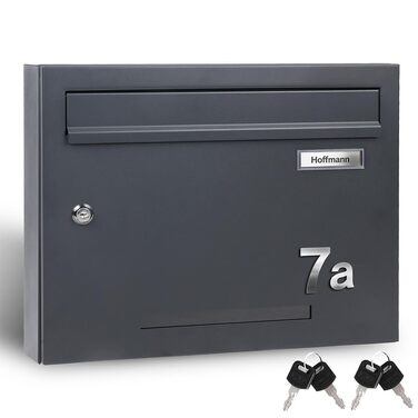 Поштовий ящик Zedelmaier з газетницею антрацит RAL 7016: Персоналізований настінний поштовий ящик з нержавіючої сталі, 3D номер будинку, сучасний, стійкий до погодних умов, подвійне порошкове покриття