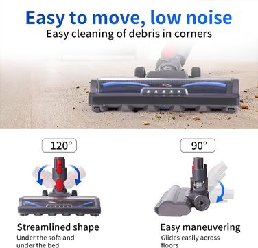 Насадка для пилососа Dyson V7, V8, V10, V11, V15, PHALIPIC, сіра, з переднім світлом, для твердих поверхонь та килимів