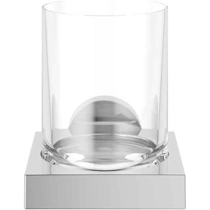 KEUCO Toothbrush Holder, Crystal Glass, Adhesive Mounting, No Drilling Required, High-Gloss Chrome, Glass with Holder, Toothbrush Holder, Edition 90 (including adhesive set)