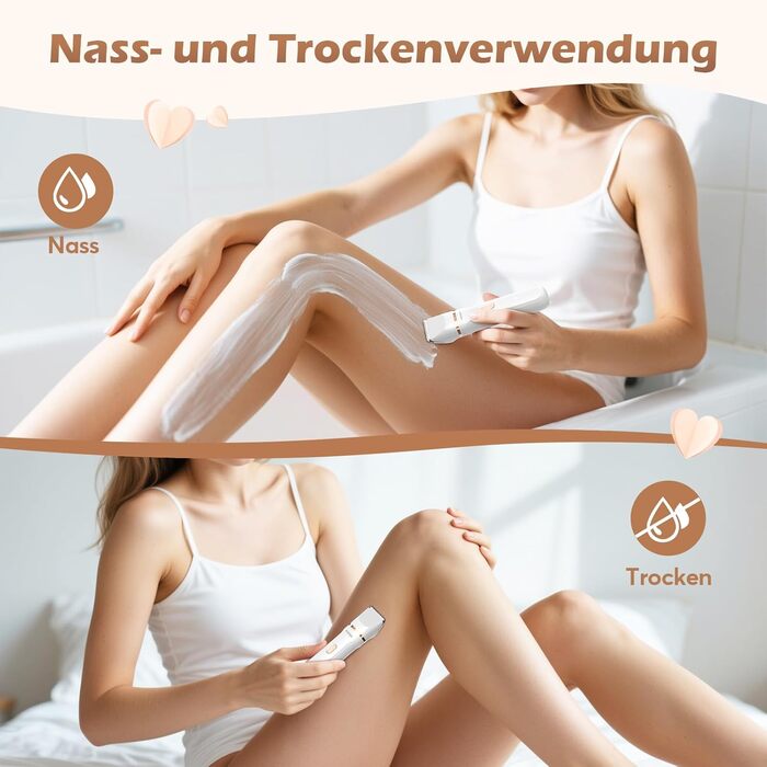 Електричний тример для інтимної зони для жінок 3-в-1, для бікіні, обличчя та тіла, бездротовий, водонепроникний, для чутливої шкіри (білий)