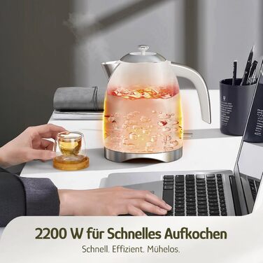 Електричний чайник Hazel Quinn Schneller 2200 Вт, 1.7л, нержавіюча сталь 304, перловий білий, з функцією швидкого кип'ятіння, автоматичним вимкненням та захистом від сухого кип'ятіння, вінтажний дизайн, BPA-free