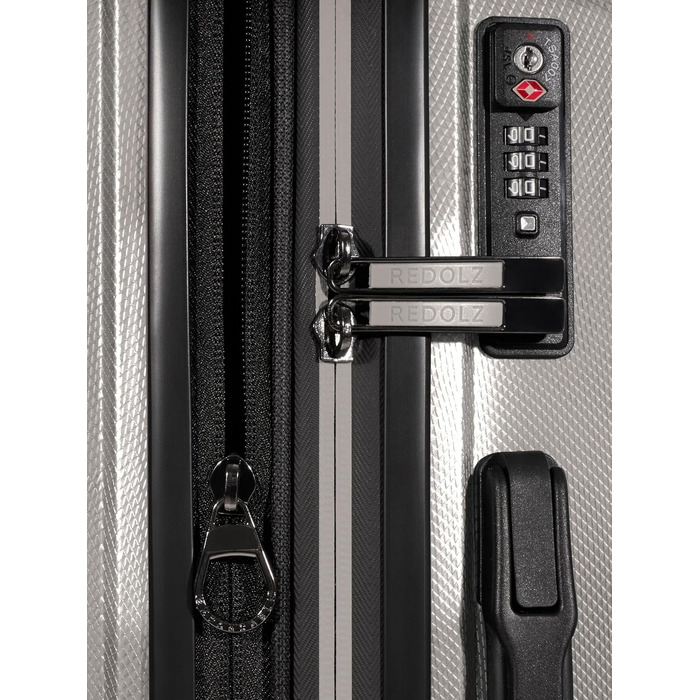 Набір пластикових валіз REDOLZ з косметичкою, 4 предмети, Coffee Grey Metallic