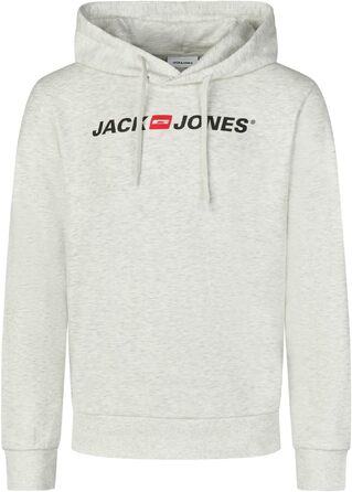 Чоловічий худі Jack & Jones JJMORTY Regular Fit з принтом, білий меланж
