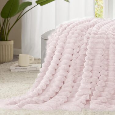 М'яка ковдра WAVVE з флісу 150x200 см (220x240 см), рожева - для дивану, софи, декору інтер'єру