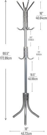 Mind Reader Alloy Collection Coat Rack with 11 Hooks, Metal, Silver