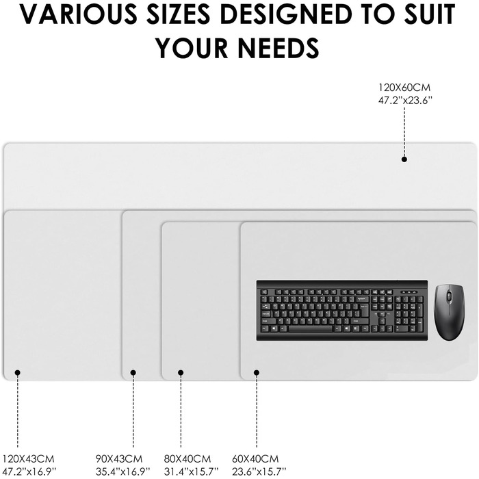 Підкладка на стіл Vicwe 80x40 см, сіра, з ПВХ, з антиковзким покриттям, водонепроникна, для офісу та дому