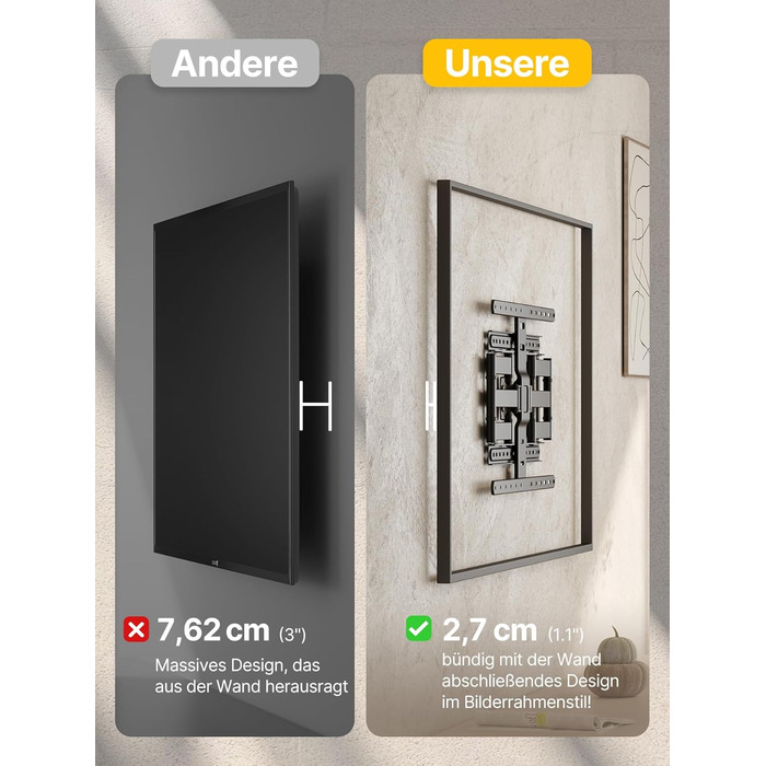 Кріплення для телевізора monTEK Ultra Slim, поворотне, для телевізорів 43-90 дюймів, товщина 1,1 см, VESA 600x400 мм, до 60 кг