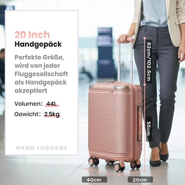 Набір валіз Tavoxda 3 шт. з TSA-замком, розкладний телескопічний ручка, великі валізи, набір для подорожей (1 шт, рожеве золото)