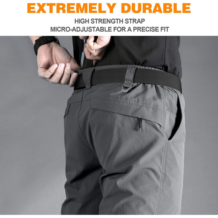 Тактичний чоловічий пояс BESTKEE, 3.8 см, регульований нейлоновий пояс з металевою пряжкою, чорний, розмір M (91-105 см)