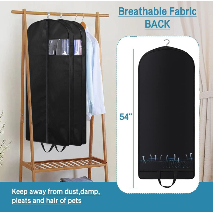 Органайзери для шафи KIMBORA 109,2 см (3 шт.) - для одягу, мантій, курток, сорочок. Зручні кишені для зберігання та подорожей