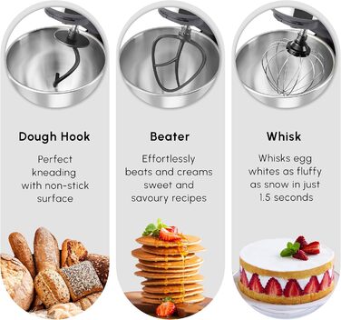 Кухонний комбайн Karaca Mastermaid Chef Pro 1500 Вт, 5 л, подвійний важіль, планетарний міксер, 6 швидкостей, глянцевий крем, насадки для замісу та збивання