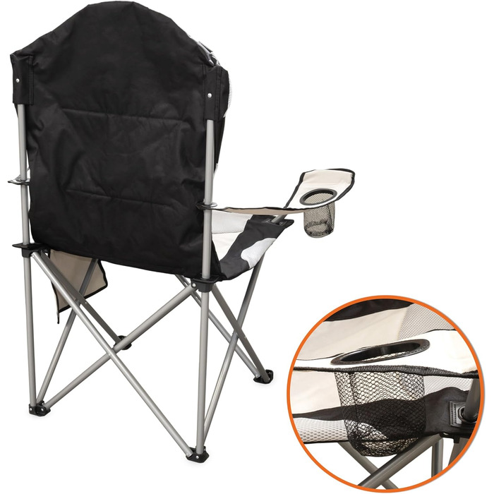 Крісло кемпінгове Spetebo XXL Deluxe бежеве, до 150 кг - широке, зручне, стабільне