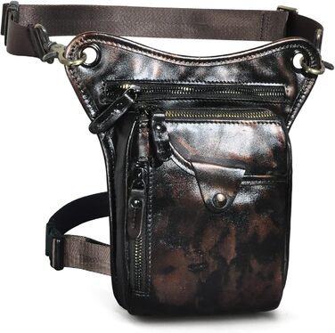 Чоловіча сумка з натуральної шкіри на ногу Le'aokuu - поясна/стегнова/туристична/похідна, для подорожей та активного відпочинку