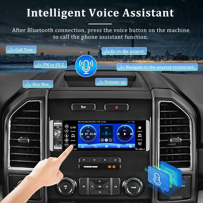 Автомагнітола CAMECHO 1 DIN з CarPlay, 5,1