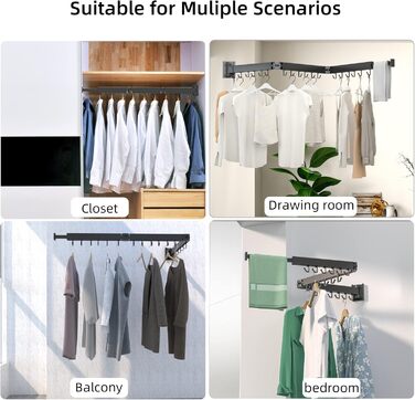 Настінна сушарка для білизни, розкладна, 3-секційна, 120 см (50 дюймів у складеному стані), біла. Максимальне навантаження: 150 фунтів (68 кг). Підходить для невеликих осель.