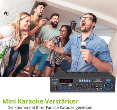 LiNKFOR стерео підсилювач Bluetooth для дому та авто з FM-радіо, USB/SD/MP3, LED-дисплей, HiFi аудіо, 29.5×23×10 см