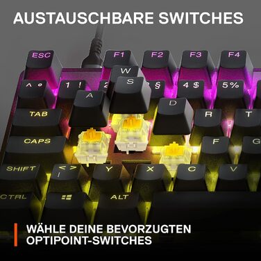 SteelSeries Apex 7 - Механічна ігрова клавіатура з OLED дисплеєм - QWERTZ (оптичні перемикачі, TKL, американська клавіатура)