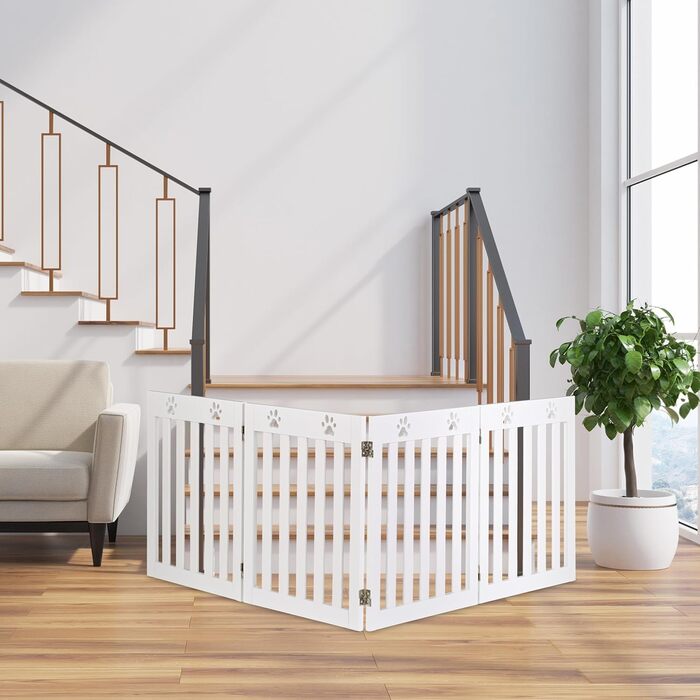 Захисне ворота для собак Relaxdays, самостійно встановлюється, 60 x 204 см, MDF, складане, білий