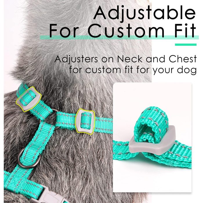 Шлейка для собак ThinkPet No-Pull, дихаюча, для маленьких, середніх та великих собак, регульована, м'яка, для прогулянок, з контролем, з підкладкою, світловідбиваюча (зелена, S, 1 шт.)