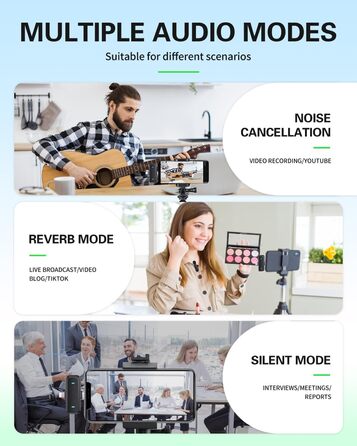 Беспроводной петличный микрофон Bayanbulu для iPhone, iPad, Android, TikTok, YouTube, Vlog. Шумоподавлення, Plug-and-Play, 2 шт. (Black-H16-1pc)