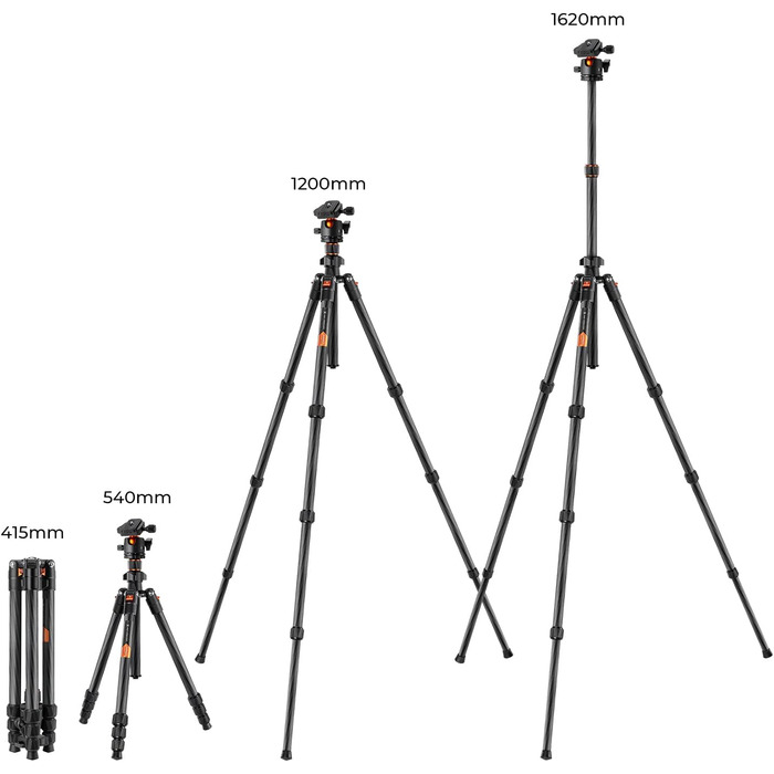 Штатив K&F Concept 200CM (78 дюймів) для камери: трипод з кульковою головкою 360°, моноподом, 1/4'' гніздом, для DSLR, з карбону (162CM+8KG)