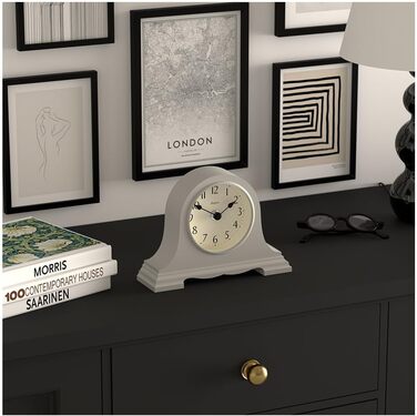 JONES CLOCKS® Speakeasy Table Clock | Classic Napoleon Hat Design | Gray | Contemporary classic style for desk, table, shelf, or bedside table