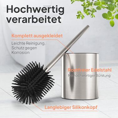 Набір для чищення унітазу TORBING з нержавіючої сталі та силікону - елегантна щітка з тримачем, антибактеріальна поверхня