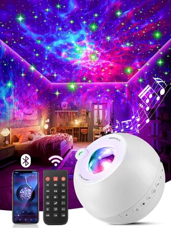 Star Projector for Kids, 15 Light Colors + 15 Music + Bluetooth Night Light Star Projector for Adults, Remote Control + 4 Timer Aurora Lamp, Galaxy Projector Gifts, Lava Lamp, Room Decoration