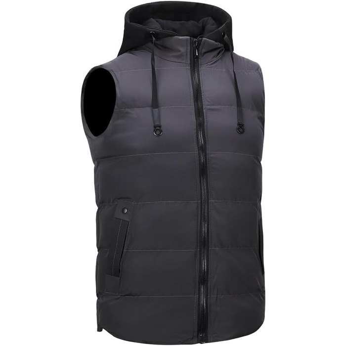 Чоловіча степкова жилетка YOUTHUP з капюшоном для активного відпочинку та зими, легка, вітронепроникна (Сірий, XS)