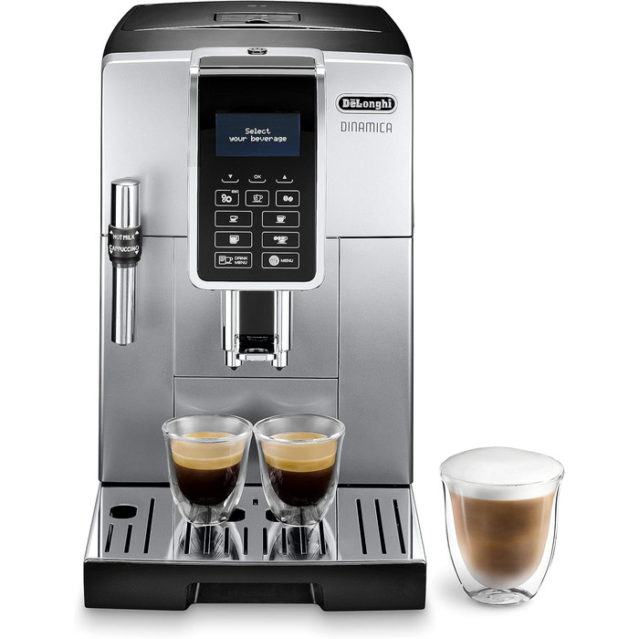 Кавомашина De'Longhi Dinamica ECAM 350.15.B з капучинатором, для еспресо та кави, срібна